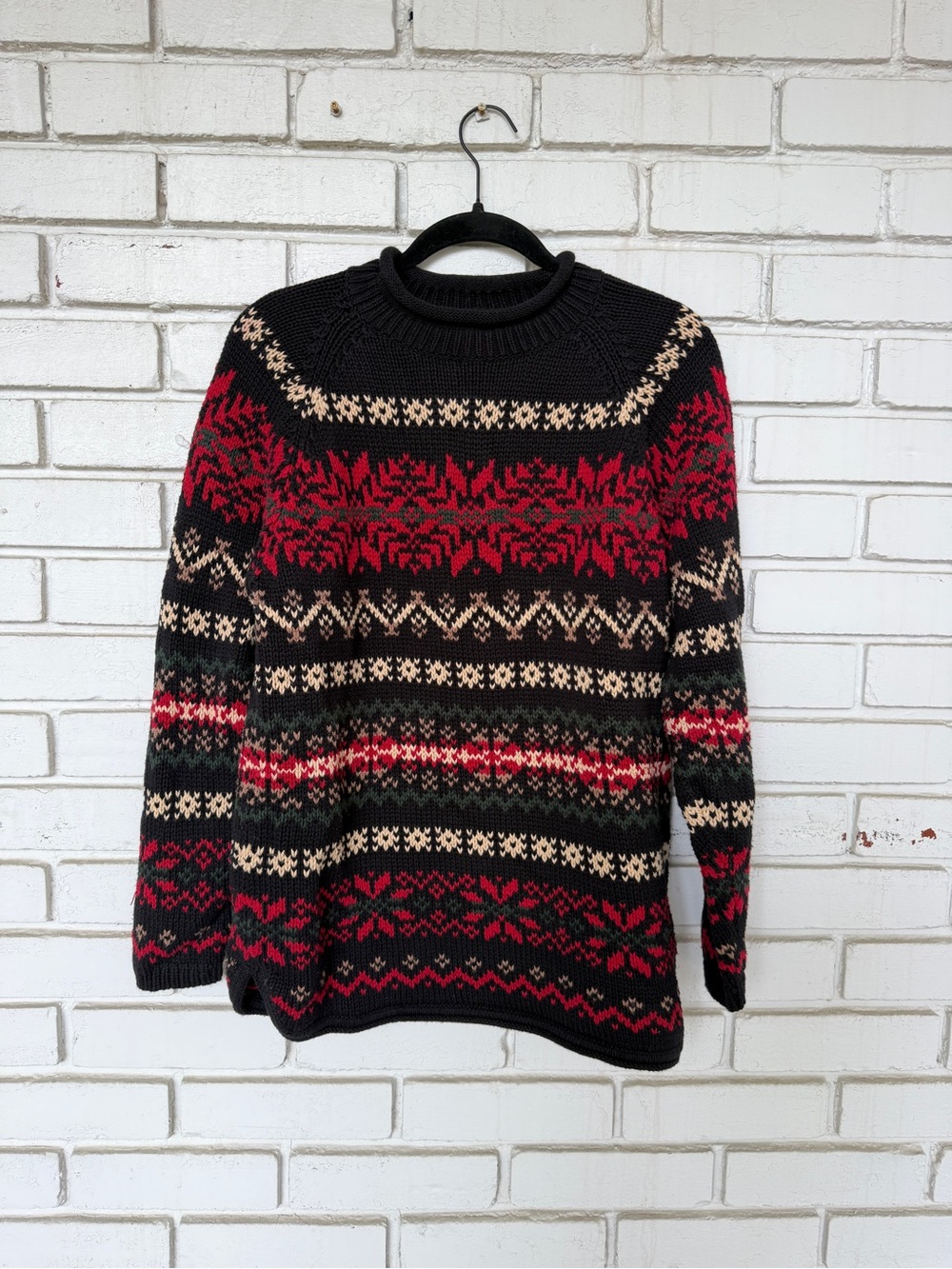 100% CottonEddie Bauer Fair Isle Mockneck Sweater, Size M